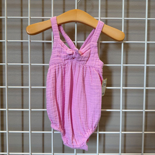 Old Navy Bow Linen Tank Bubble Romper - 6/12m