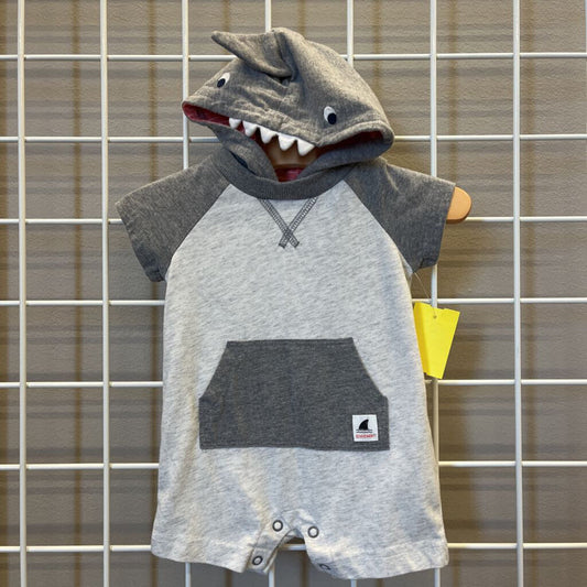 Carter's Shark SS Hoodie Romper - 3m