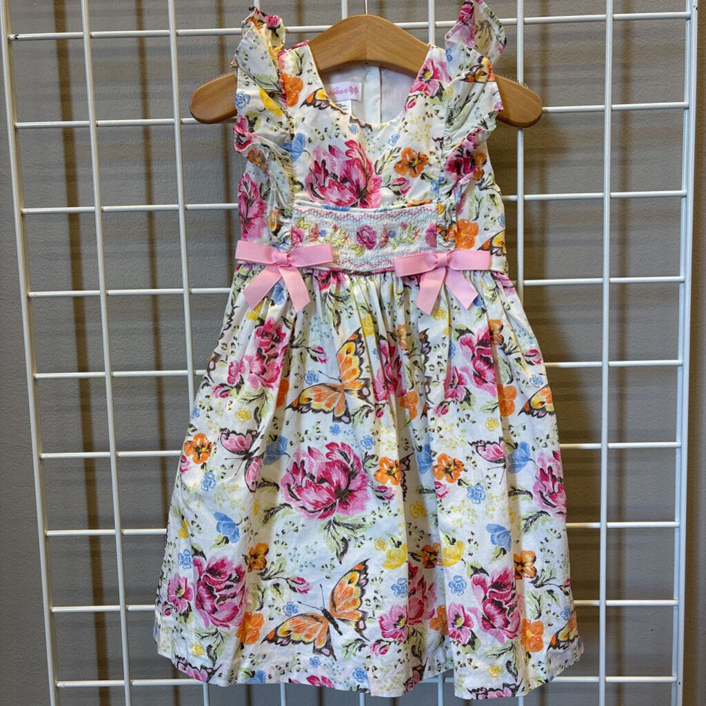Bonnie Jean Butterfly Smocked SS Dress - 3T