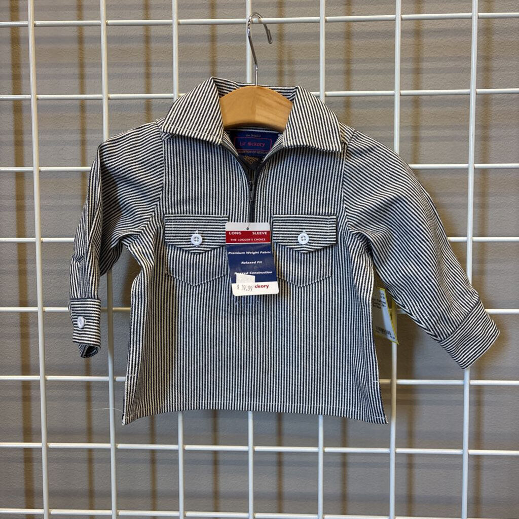 Lil Hickory Railroad Strip Quarter Zip - 6m