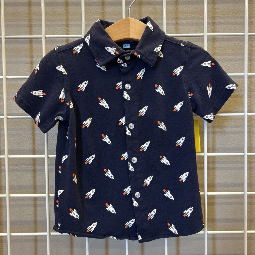 Andy & Evan Rocket Ship SS Button Up - 2T
