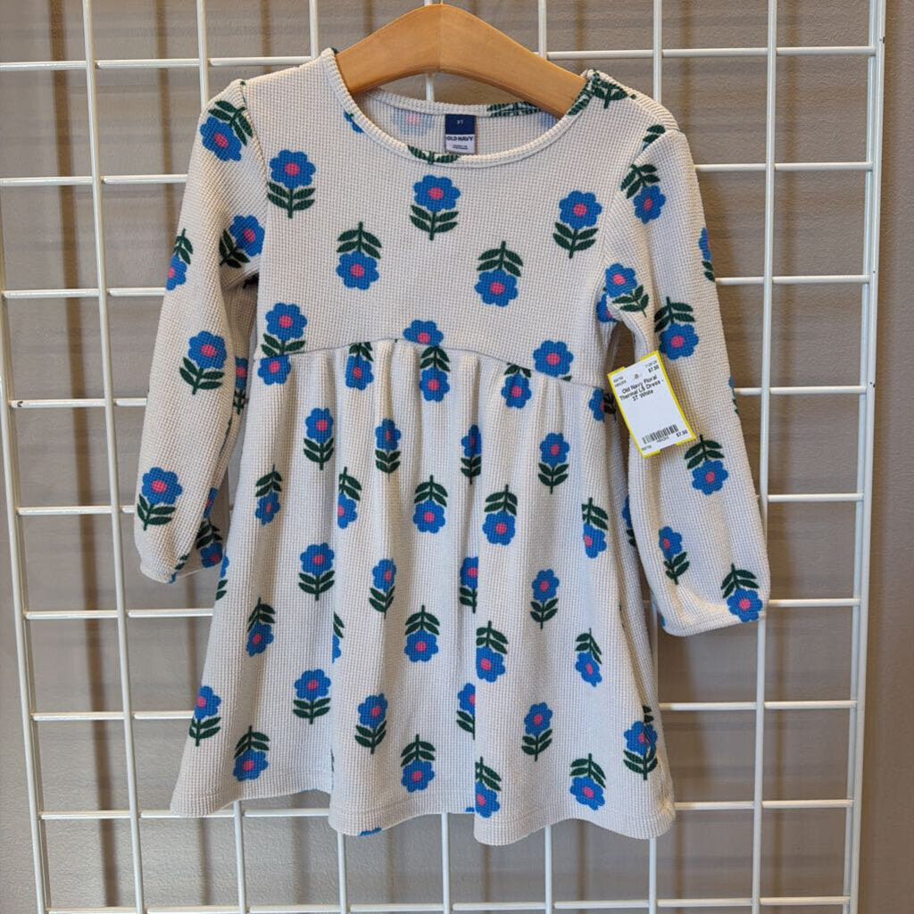Old Navy Floral Thermal LS Dress - 3T