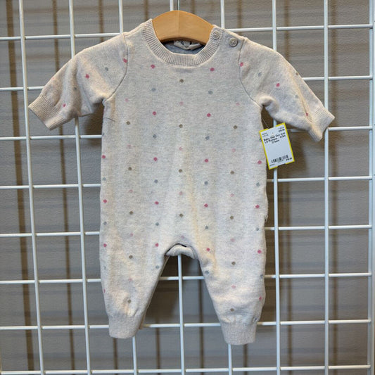 Baby Gap Dot Knit LS Romper - 0/3m
