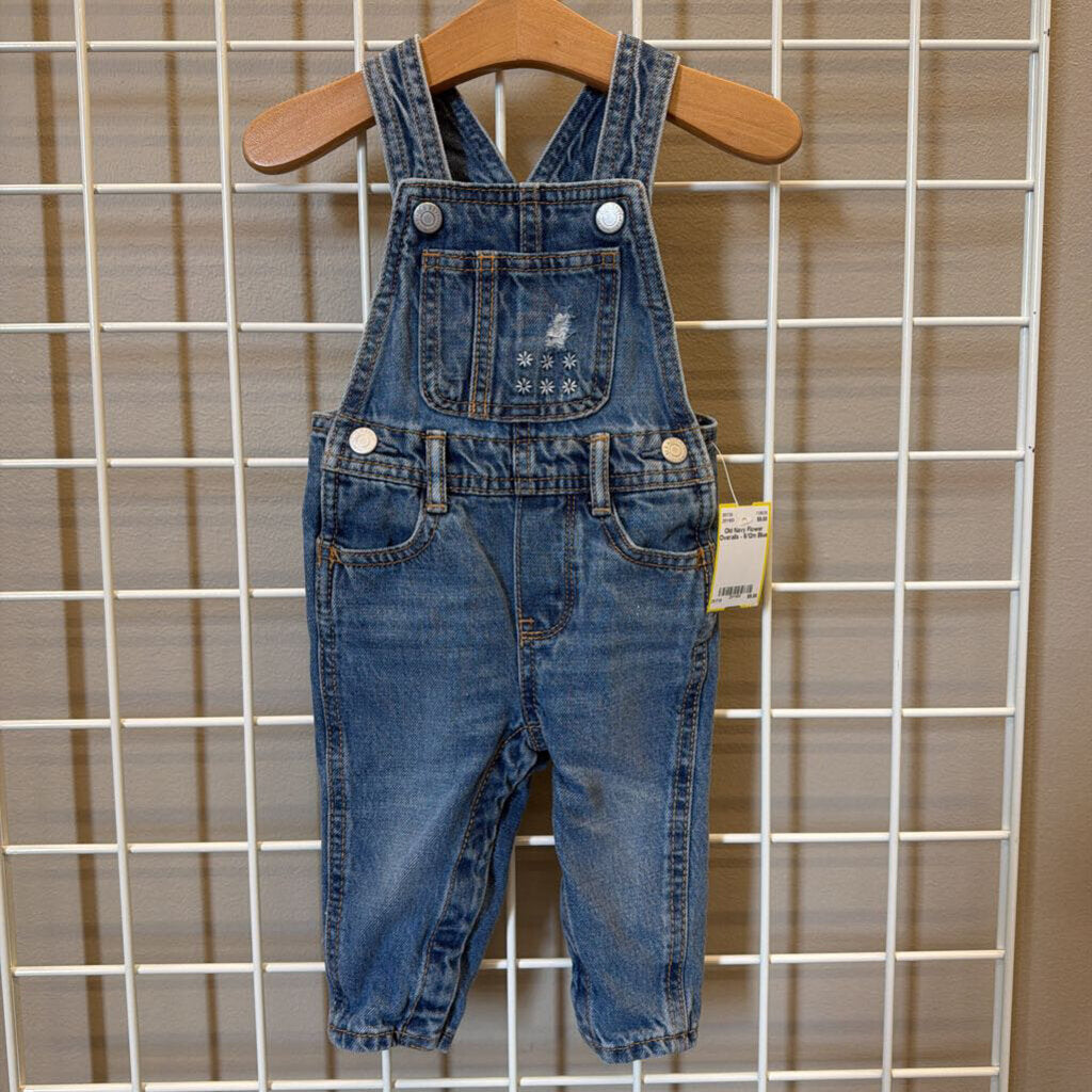 Old Navy Flower Overalls - 6/12m