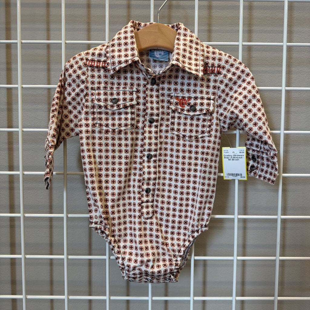 Cowboy Hardware Snap LS Bodysuit - 6m