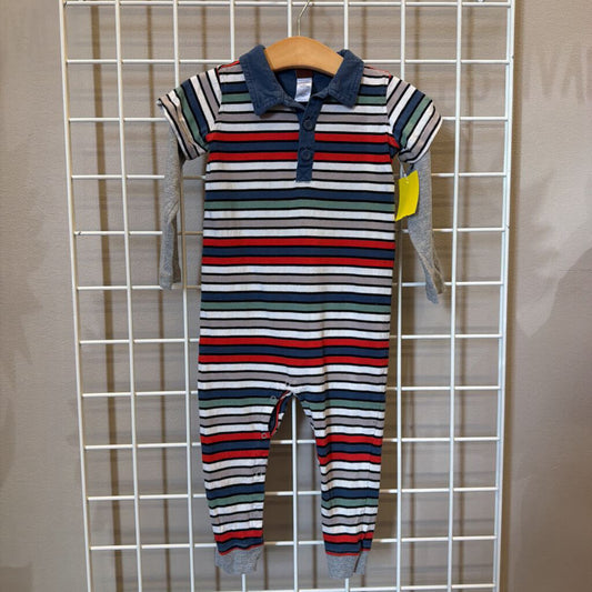 Tea Stripe LS Romper - 18/24m