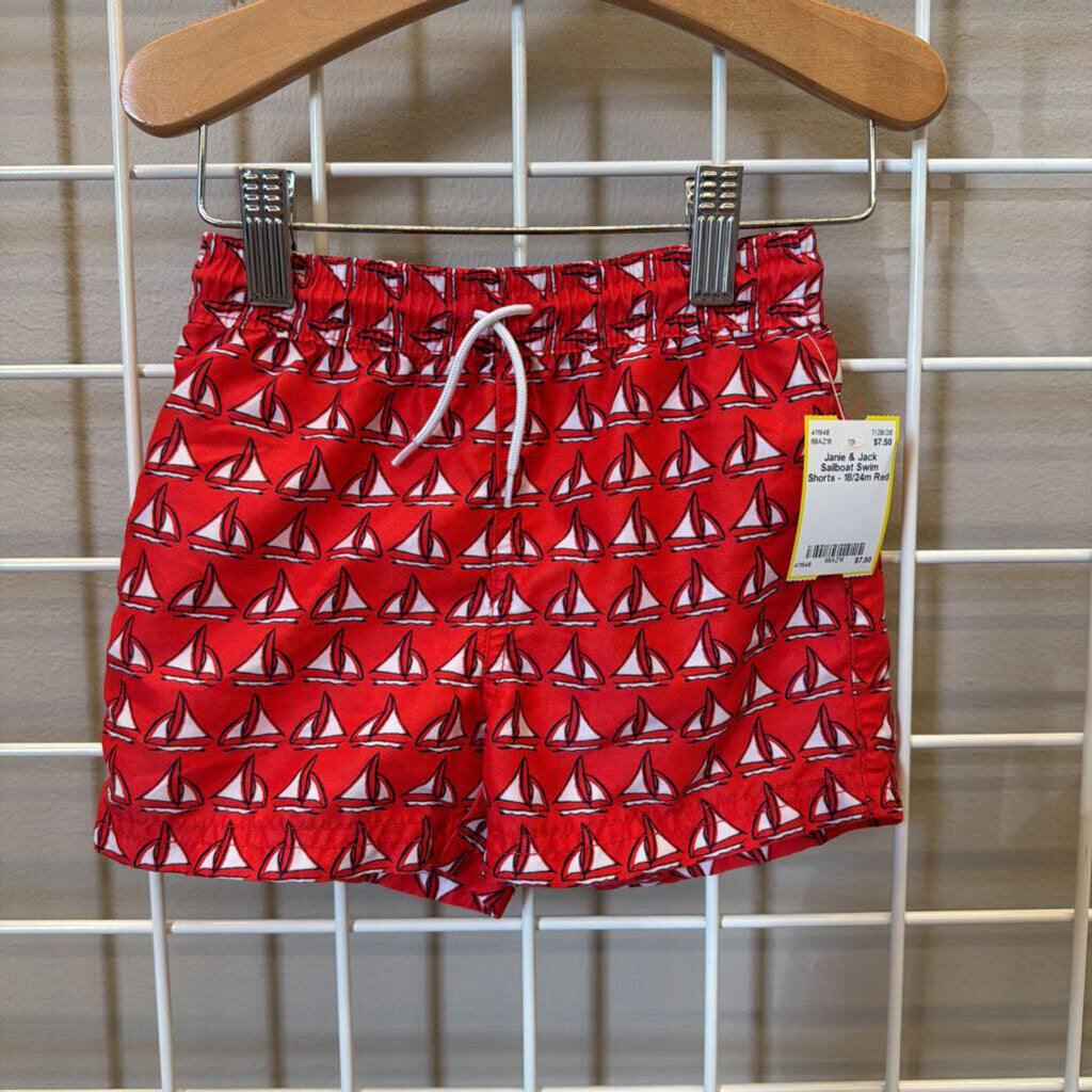 Janie & Jack Sailboat Swim Shorts - 18/24m