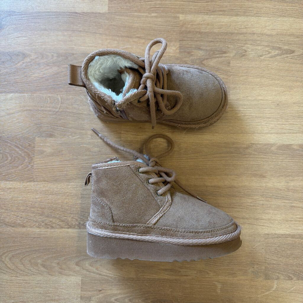 Brown Lace Up Fur Boots - 8
