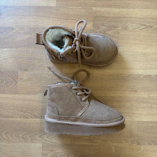 Brown Lace Up Fur Boots - 8