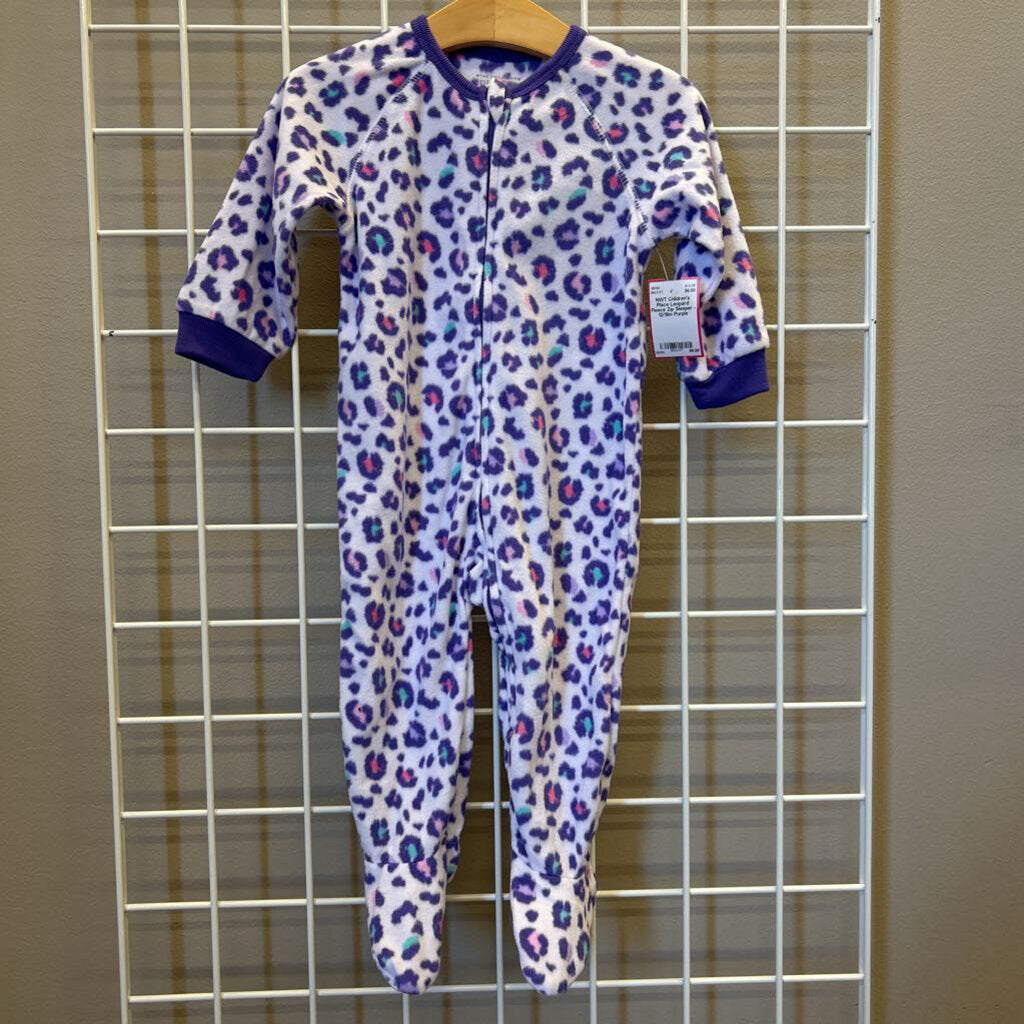NWT Children's Place Leopard Fleece Zip Sleeper - 12/18m