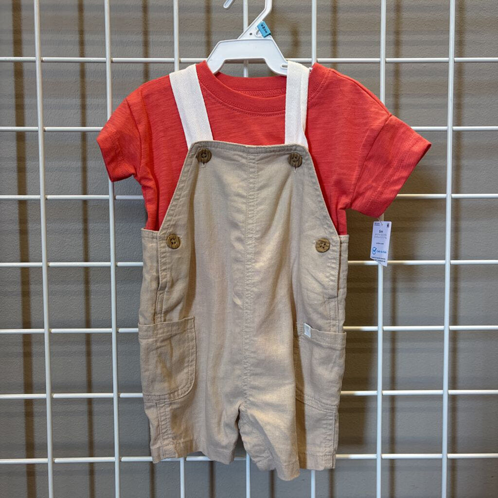NWT Carter's Linen Overalls Two Pc SEt - 6m