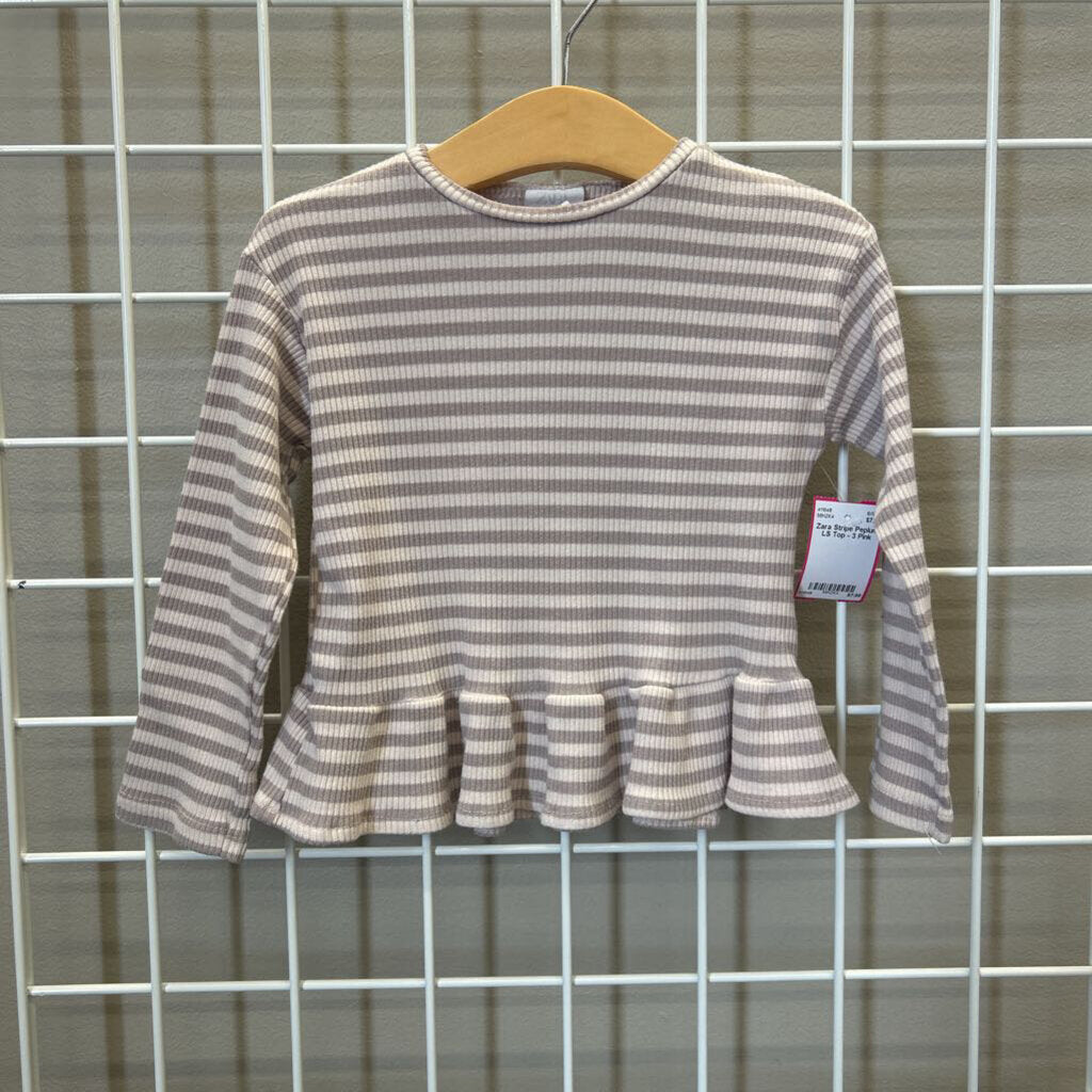 Zara Stripe Peplum LS Top - 3