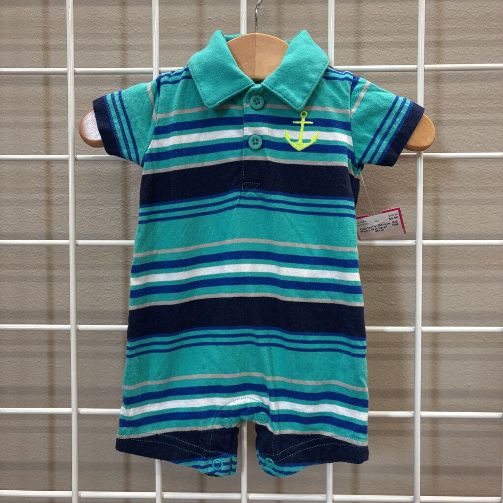Carter's Stripe SS Polo Romper - NB