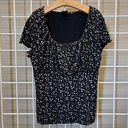 Art Class Floral Ribbed SS Top - 14