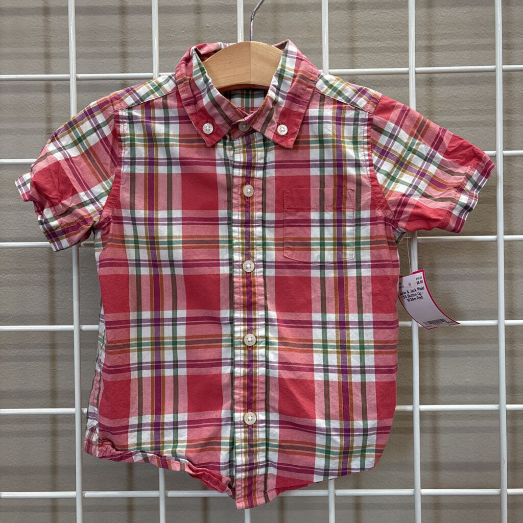 Janie & Jack Plaid SS Button Up - 18/24m