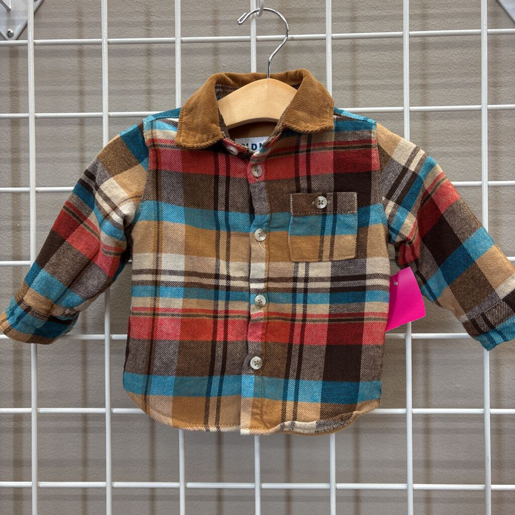 Old Navy Plaid Flannel LS Button Up - 6/12m