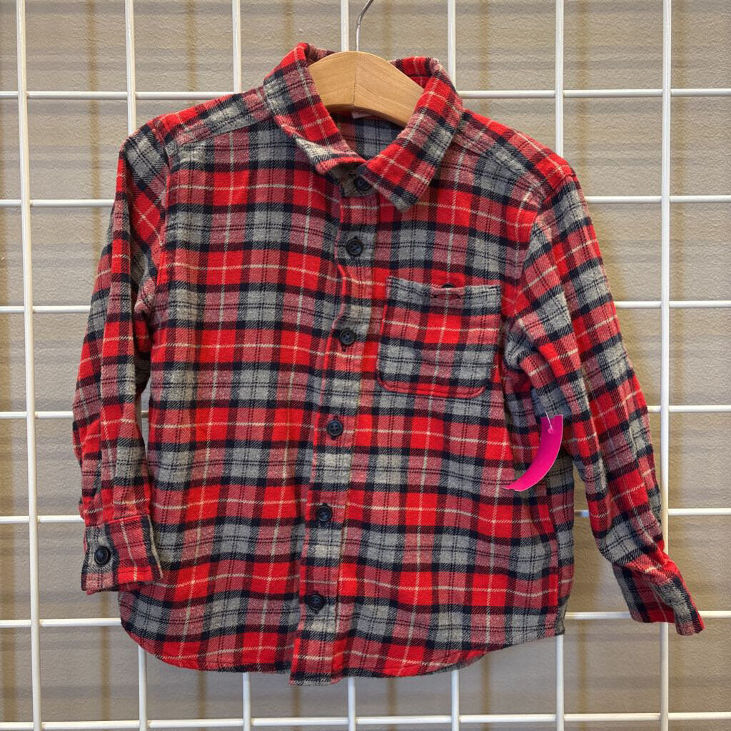Old Navy Plaid Flannel LS Button Up - 4T
