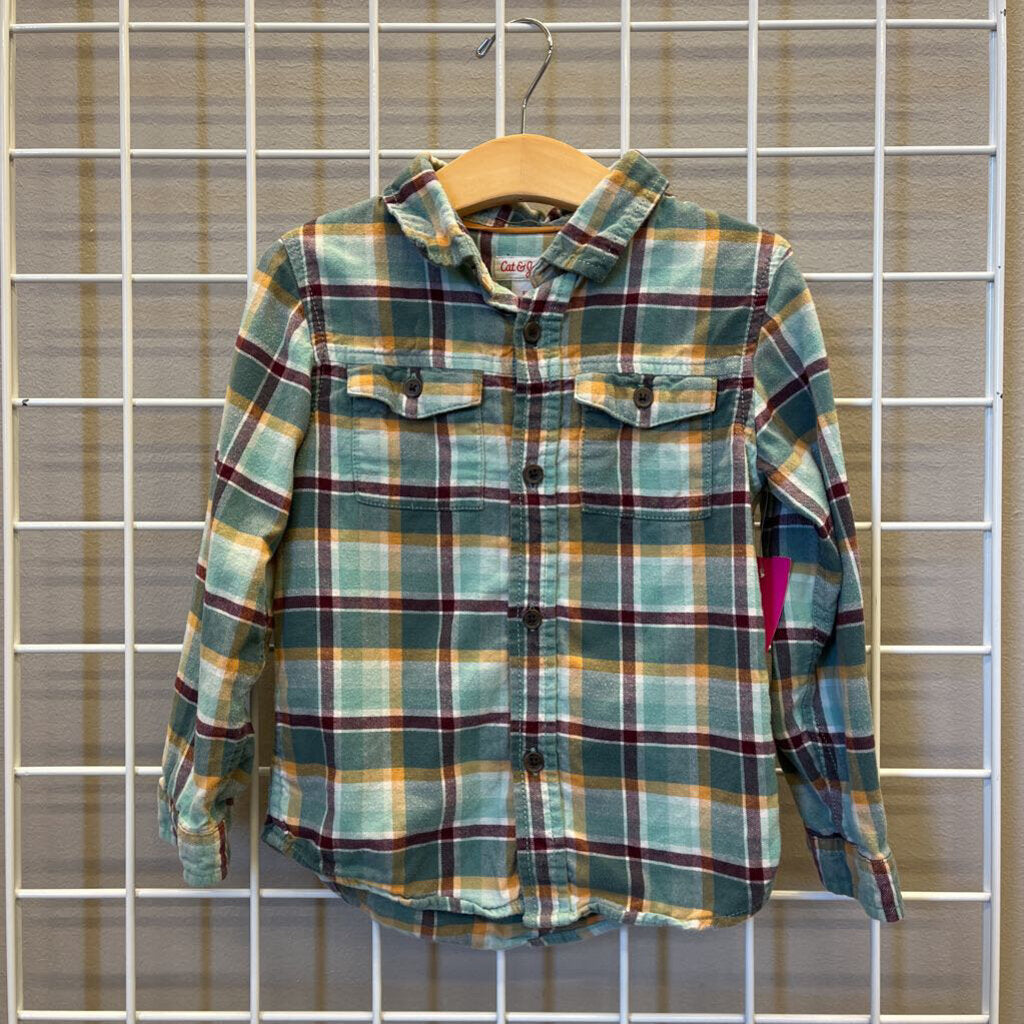 Cat & Jack Plaid Flannel LS Button Up - 5TG