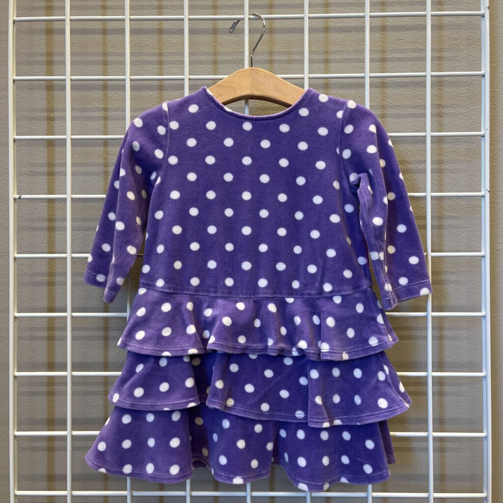 Gymboree Velour Polka Dot LS Dress - 18/24m