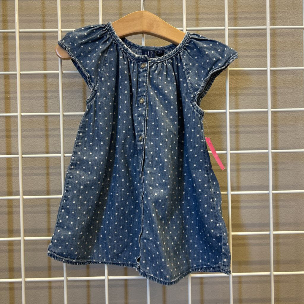 Baby Gap Dot SS Chambray Dress - 18/24m