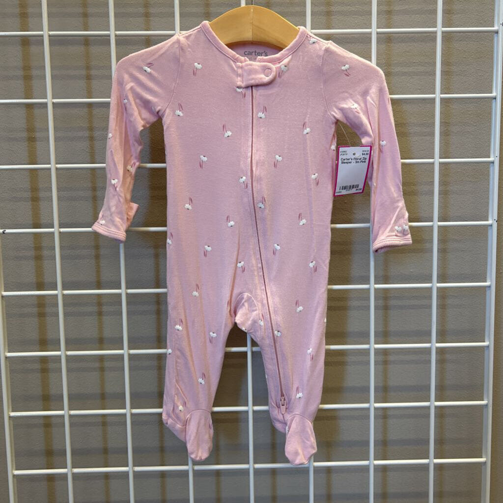 Carter's Floral Zip Sleeper - 3m