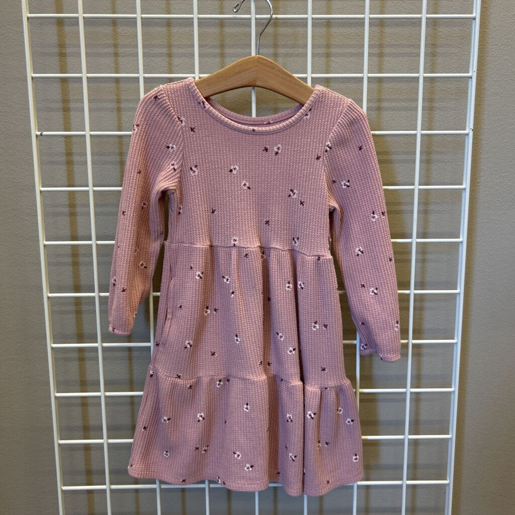 Cat & Jack Floral Thermal Knit LS Dress - 4T
