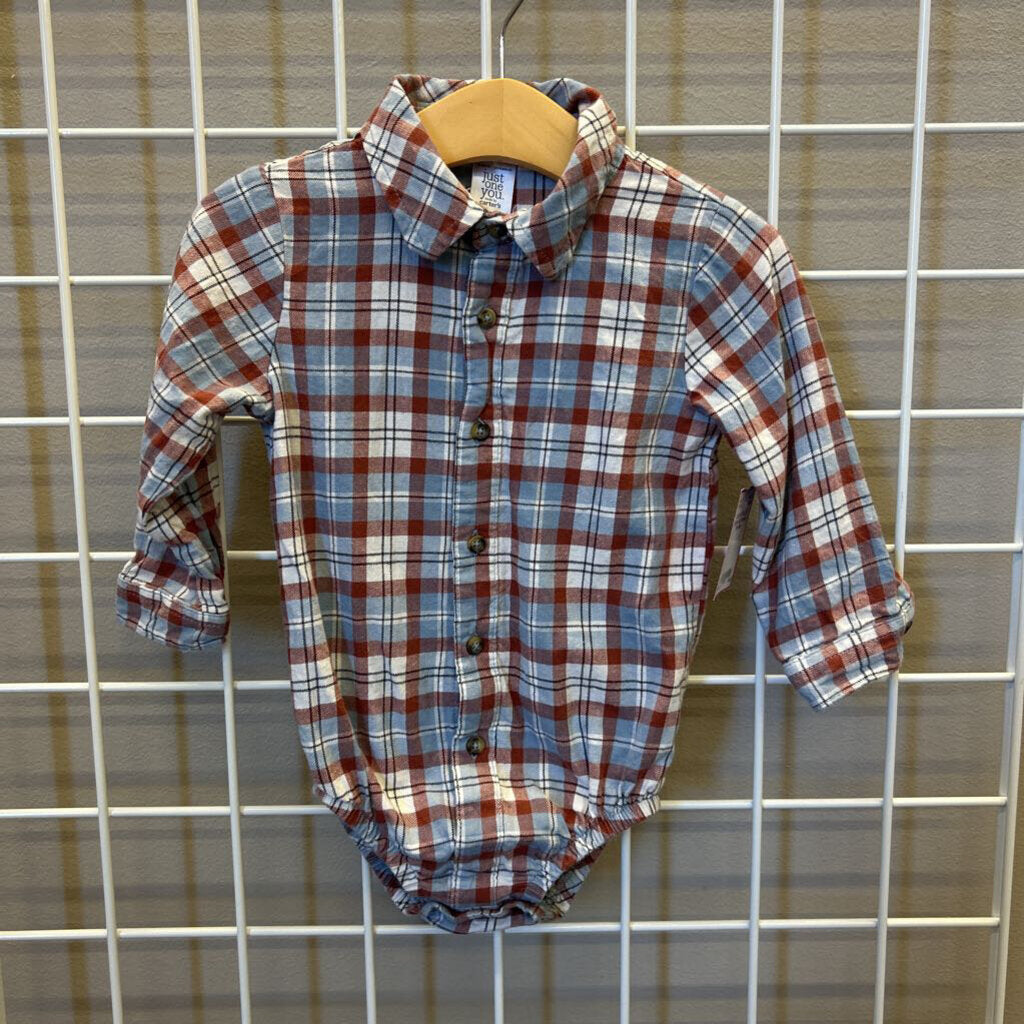 Carter's Plaid LS Button Up Onesie - 18m