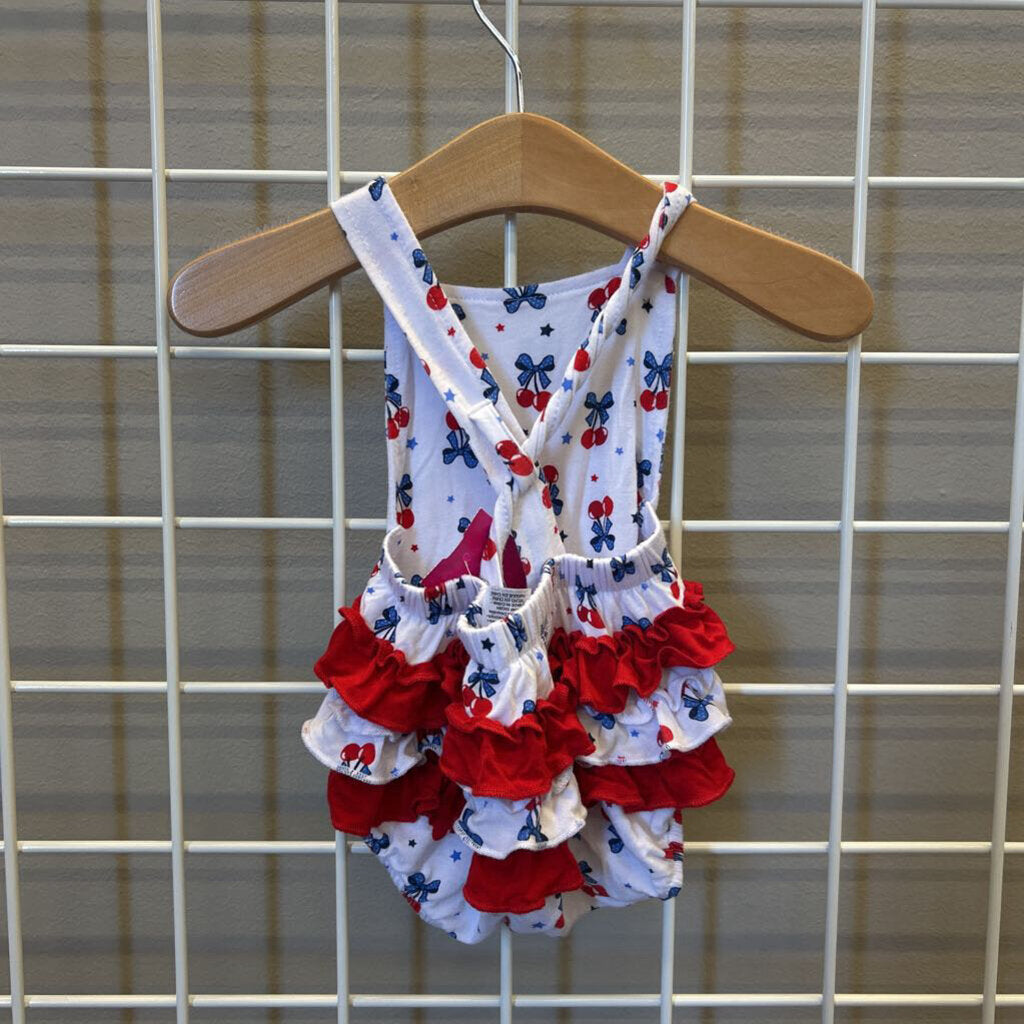Milkberry Bamboo Cherry Bubble Romper - 0/3m