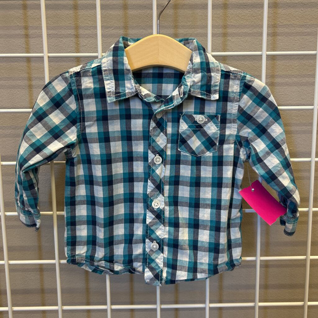 Old Navy Plaid LS Button Up - 6/12m