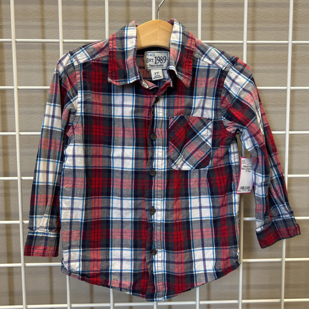 Children's Place Plaid LS Button Up - 3T