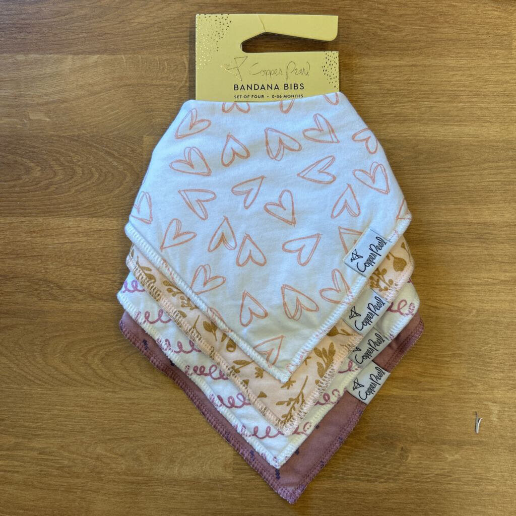 NEW Copper Pearl Bandana Bibs Set of 4 - Pink