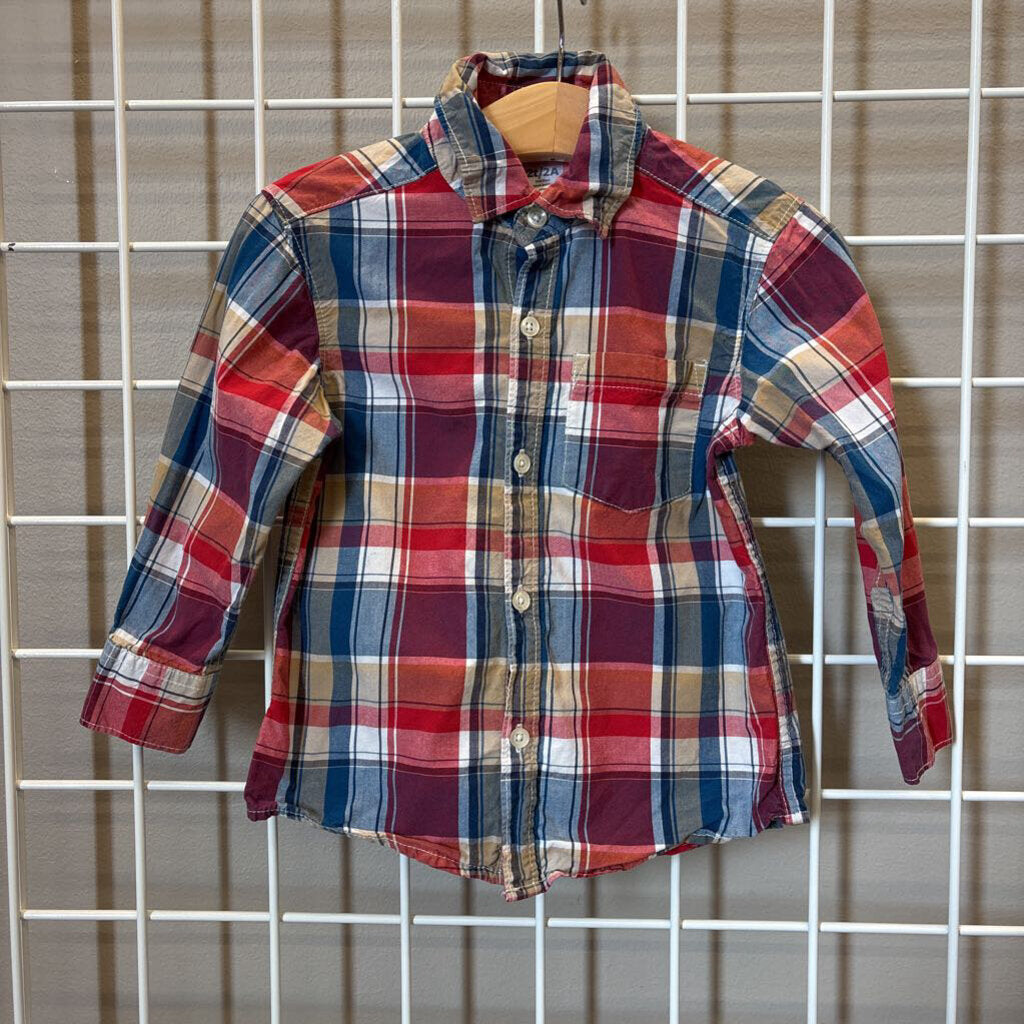Carter's Plaid LS Button Up - 2T