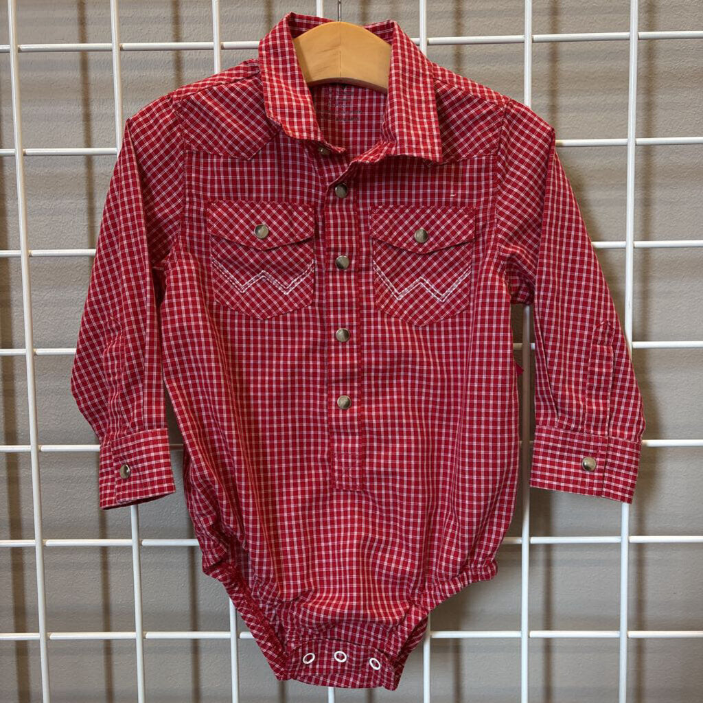 Wrangler Plaid LS Snap Onesie - 24m