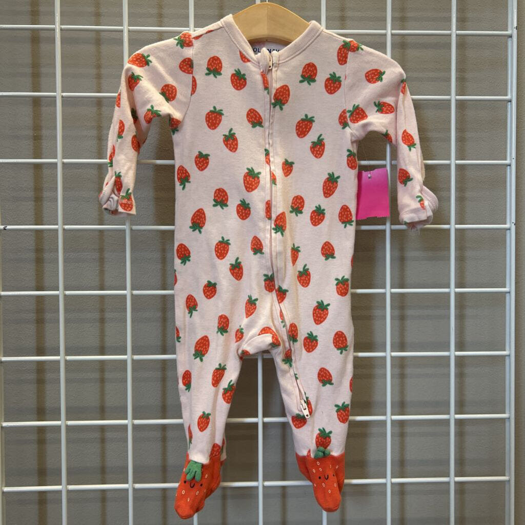 Old Navy Strawberry Zip Sleeper - 3/6m