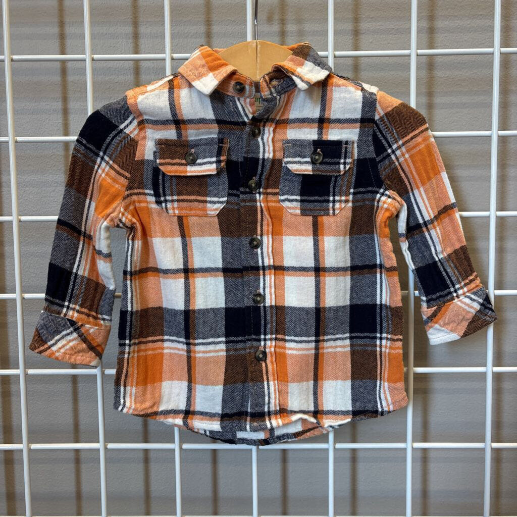 Dip Plaid Fleece LS Button Up - 6/12m