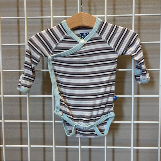 Kickee Pants Bamboo Stripe LS Onesie - 0/3m