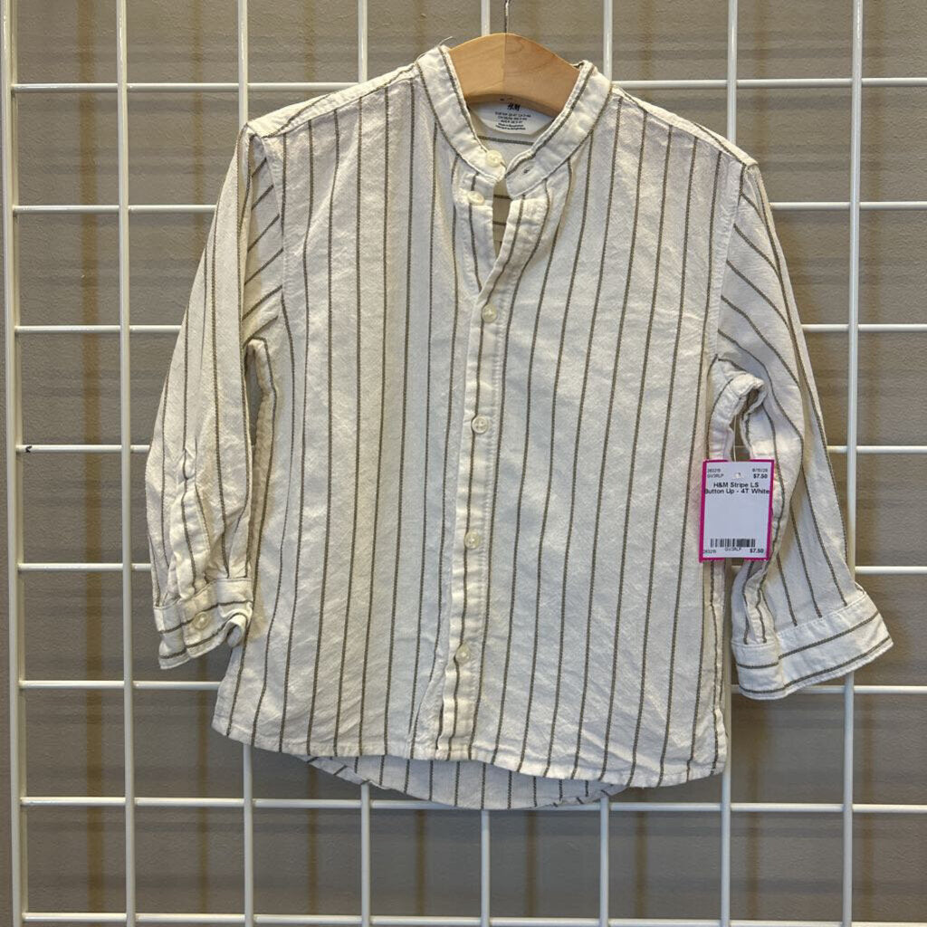 H&M Stripe LS Button Up - 4T
