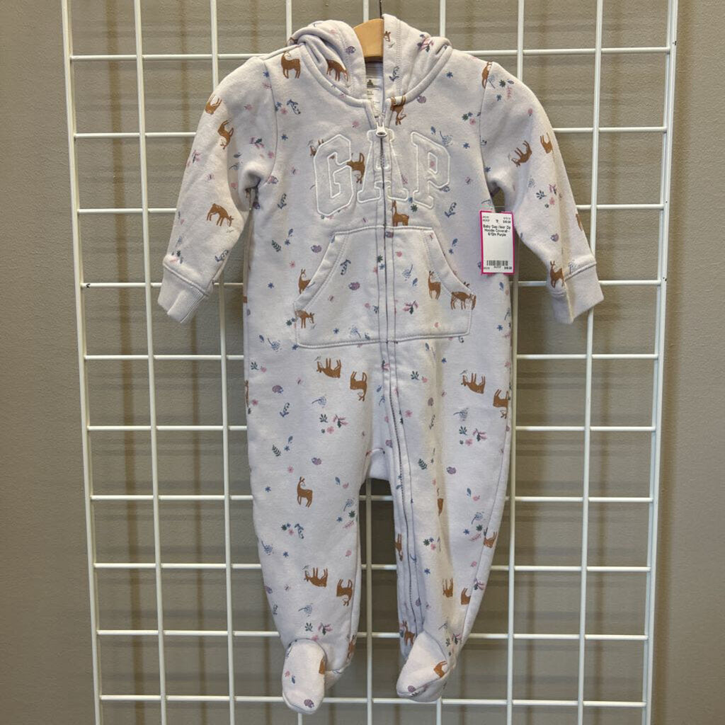 Baby Gap Deer Zip Hoodie Coverall - 6/12m