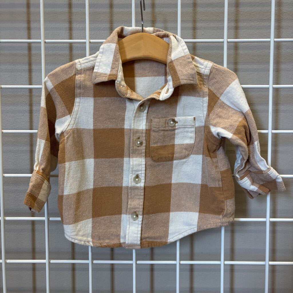 Old Navy Plaid LS Button Up (wash wear) - 12/18m