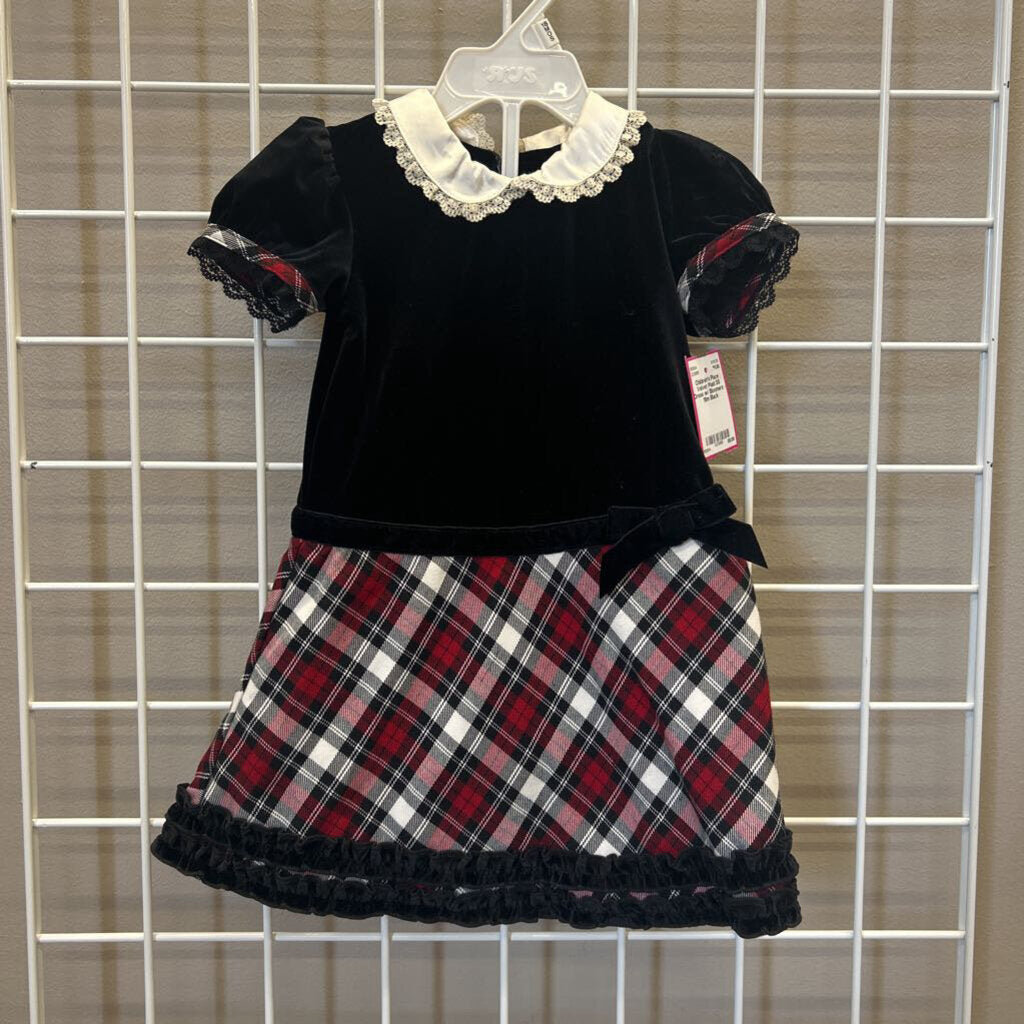 Children's Place Velvet Plaid SS Dress w/ Bloomers - 18m