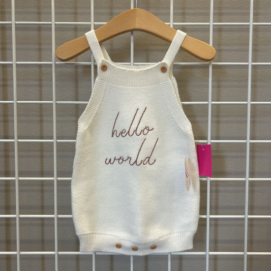 NWT Ally Pop Hello World Knit Tank Romper - 9/12m