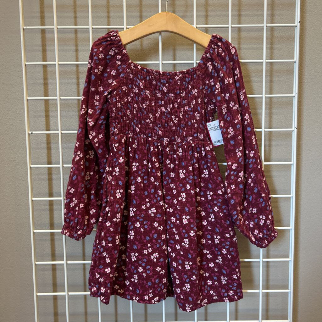 Cat & Jack Floral Smocked LS Dress - 4/5