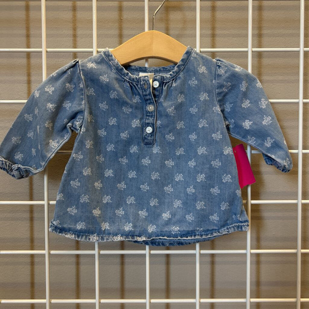 Osh Kosh Floral Chambray LS Top - 3m