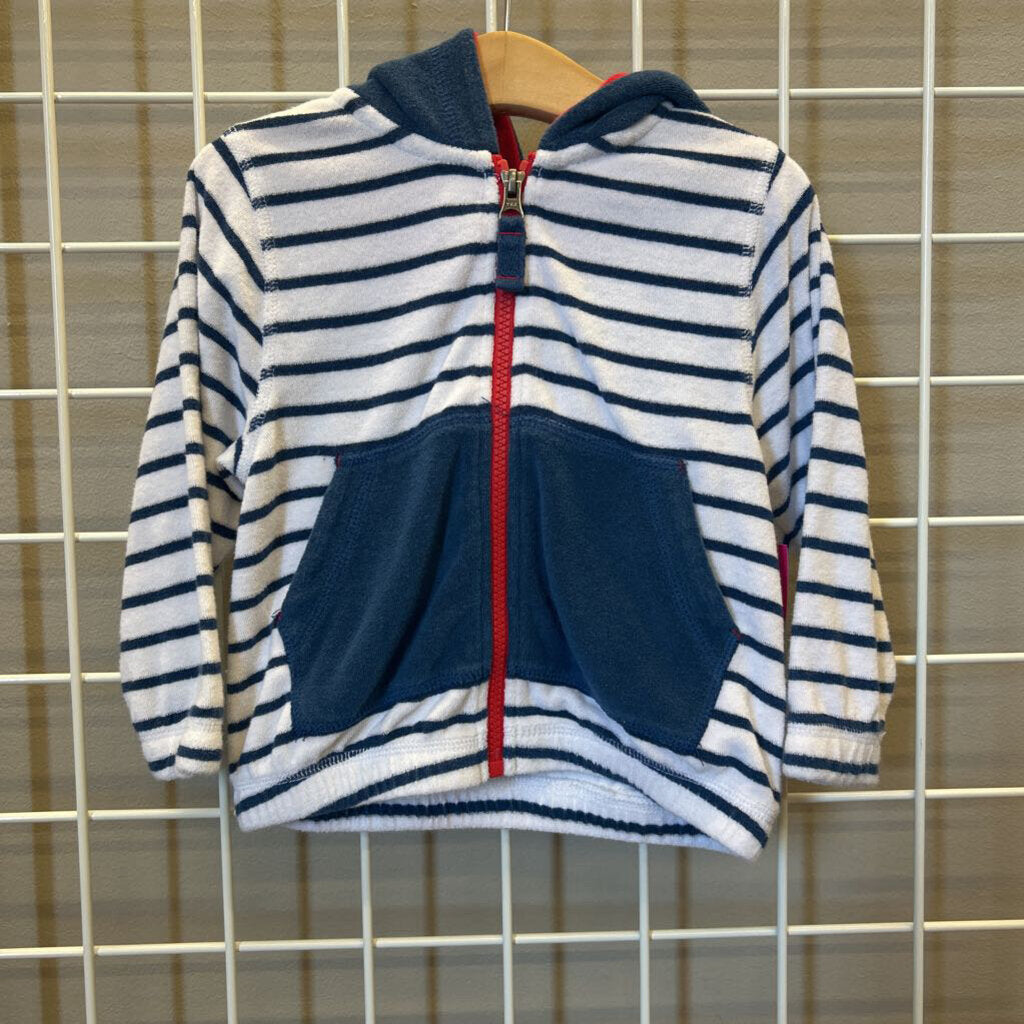 Hanna Andersson Terrycloth Stripe Zip Hoodie - 18/24m