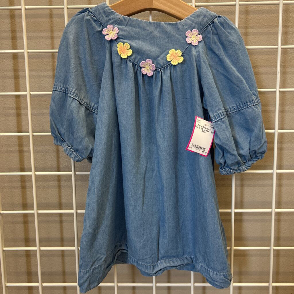 Zara Chambray Floral SS Dress - 2/3