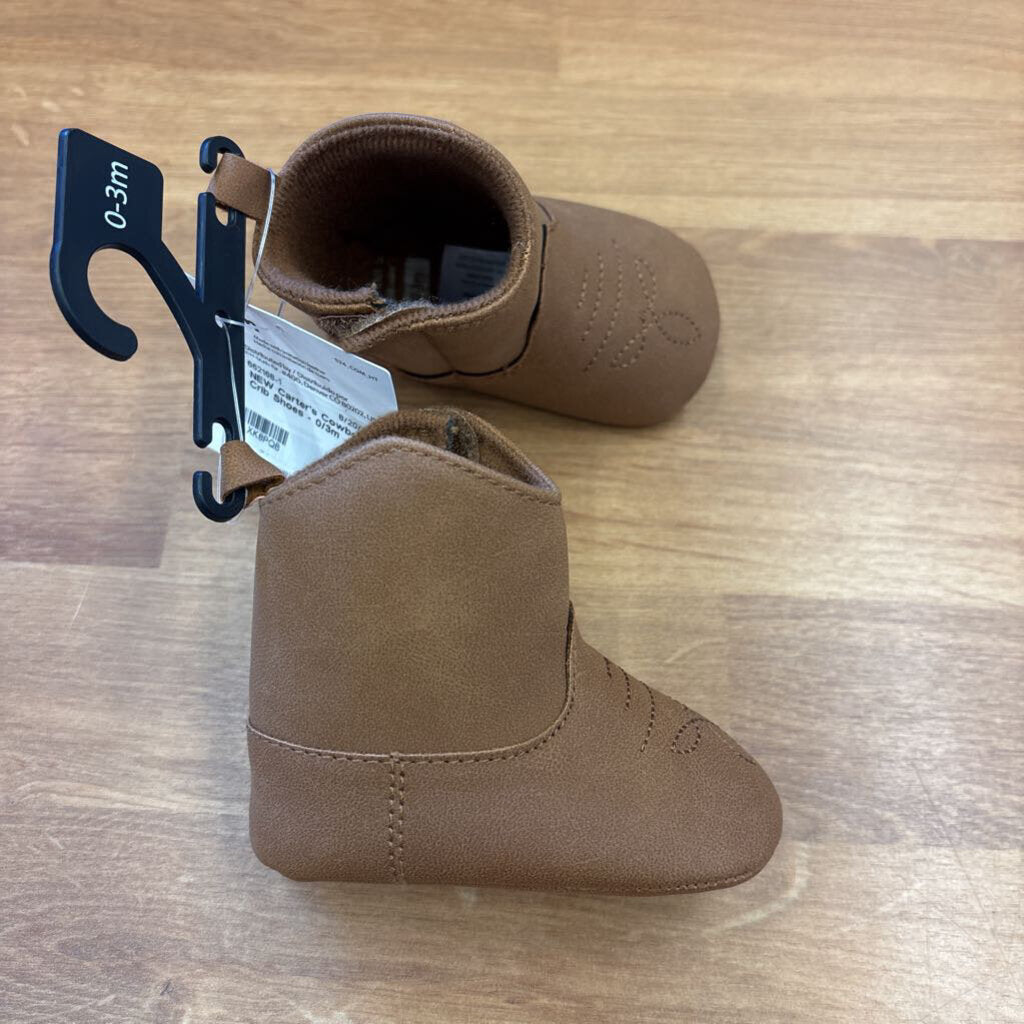 NEW Carter's Cowboy Crib Shoes - 0/3m