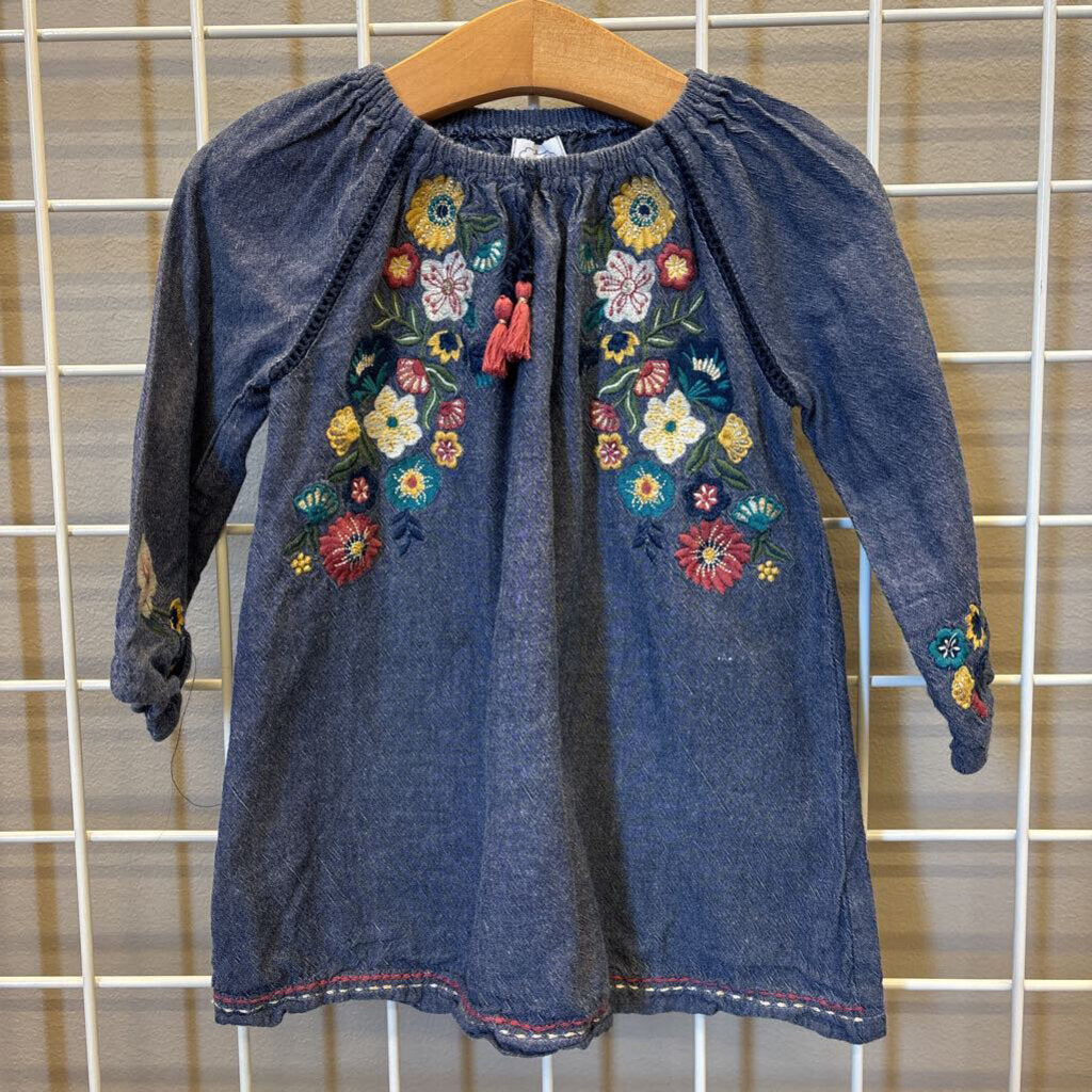 Mudpie Chambray Flower LS Tee - 24m/2