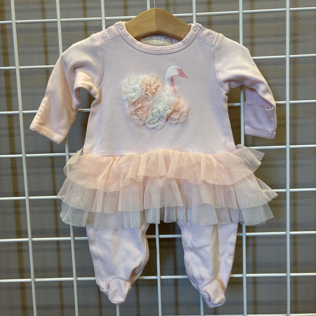 Biscotti Swan LS Tulle Romper - 3m