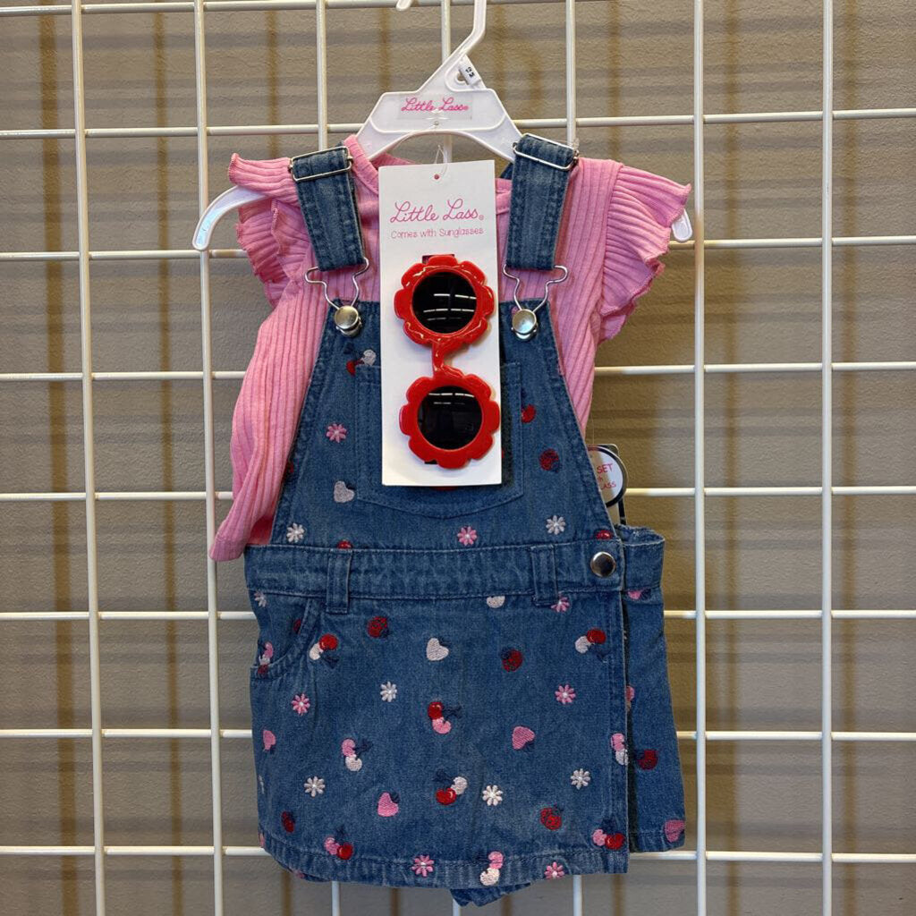 NWT Little Lass Ladybug Dress Set w/ Glasses - 12m