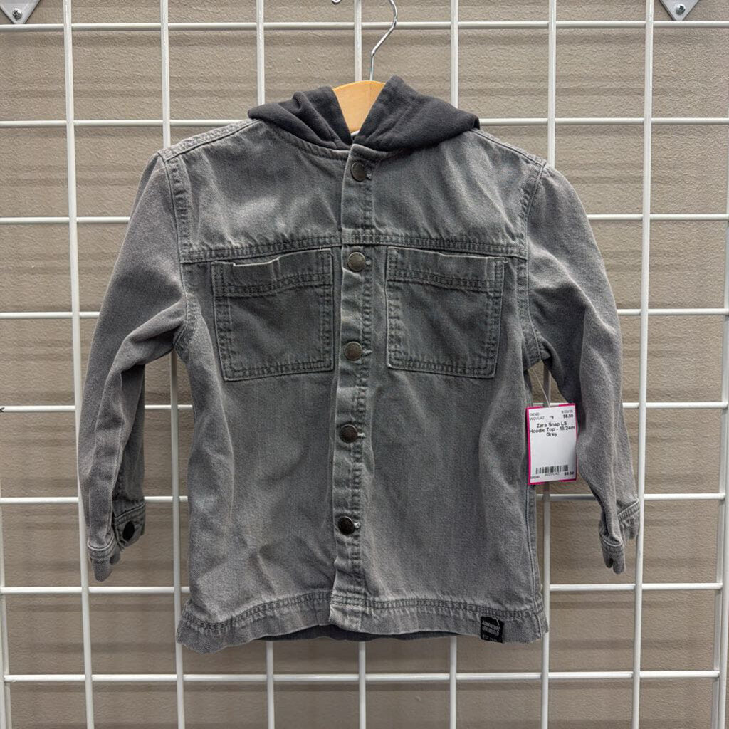 Zara Snap LS Hoodie Top - 18/24m